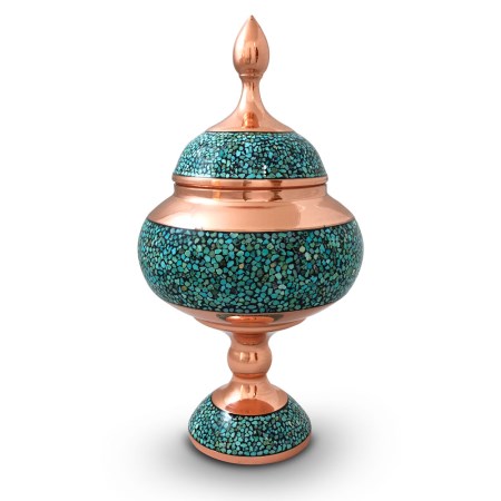 turquoise vase - شکلات خوری فیروزه کوب 45 سانتی