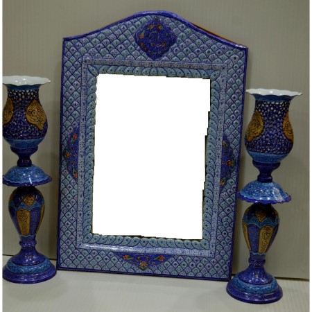 enamel mirror - آینه شمعدان میناکاری