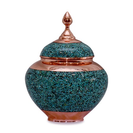 قندان سیبی فیروزه کوب کوچک - turquoise sugar bowl