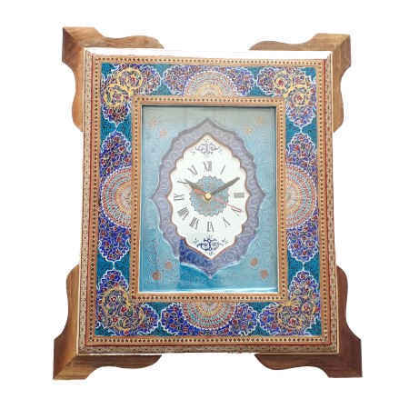 ساعت خاتم کاری نقاشی اسلیمی مستطیل 35در41 - khatam clock