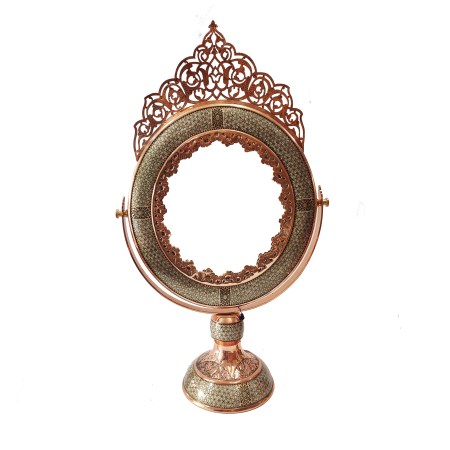 آینه گرد کوچک تاج دار خاتم کاری - khatam vase