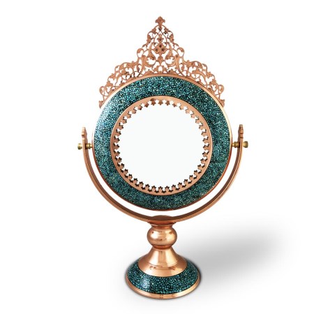 آینه گرد کوچک تاج دار فیروزه کوب - turquoise kashkol bowl