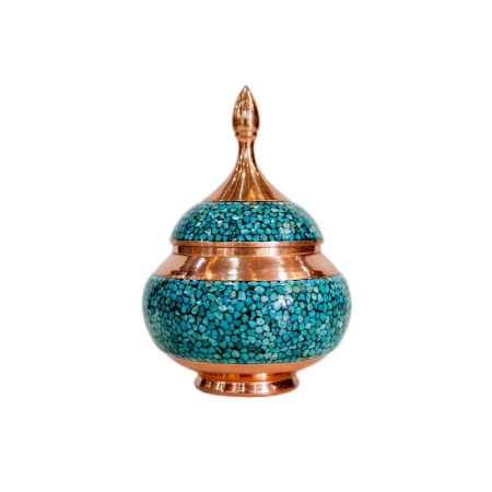 turquoise sugar bowl - قندان فیروزه کوب 15سانتی