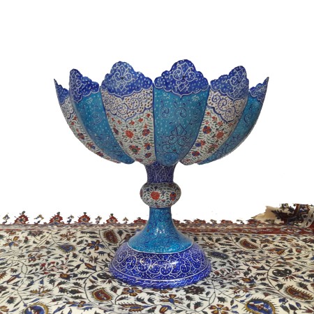 Enamel Vase - کاسه میناکاری پایه دار 20 سانتی