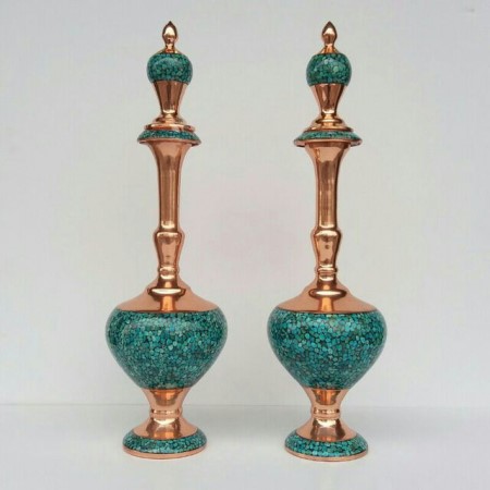 جفت تنگ فیروزه کوب 38سانتی - turquoise decanter