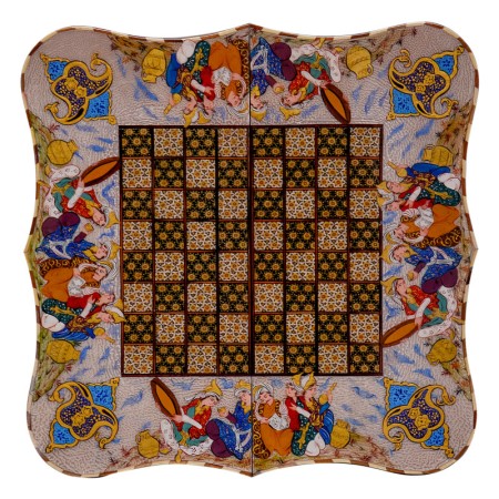 backgammon and chess - تخته نرد و شطرنج خاتم کاری دالبری با نقاشی بزم سایز 50