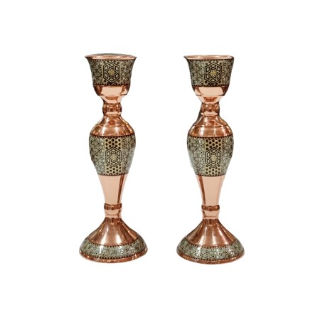 شمعدان متوسط خاتم کاری - khatam vase