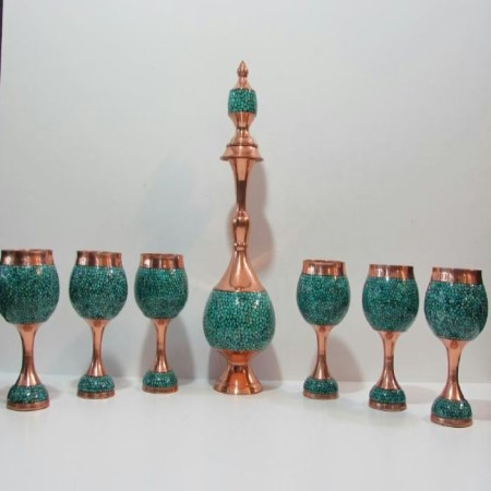 تنگ و جام فیروزه کوب کد2 - turquoise decanter