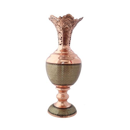 khatam vase - سنبلدان خاتم کاری نیم تنه مسی 32سانتی