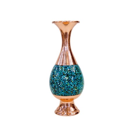 ست جفت گلدان فیروزه کوب موشکی 25سانتی - turquoise vase