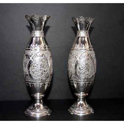 گلدان نقره قلم زنی - silver vase