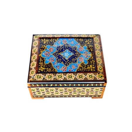 جعبه جواهر خاتم کاری سایز کوچک کد 7 - khatam jewerly box