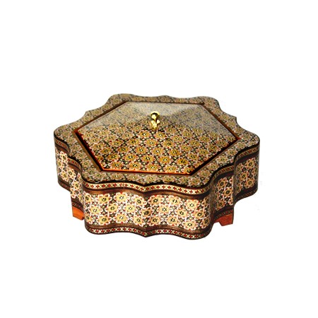 khatam candy dish - شکلات خوری خاتم کاری شش گوش سایز متوسط