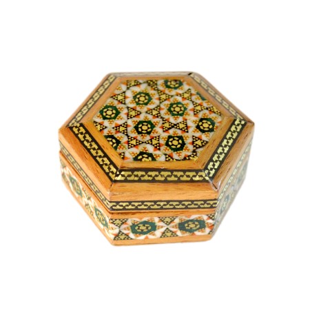 khatam box - جا سکه خاتم کاری شش ضلعی