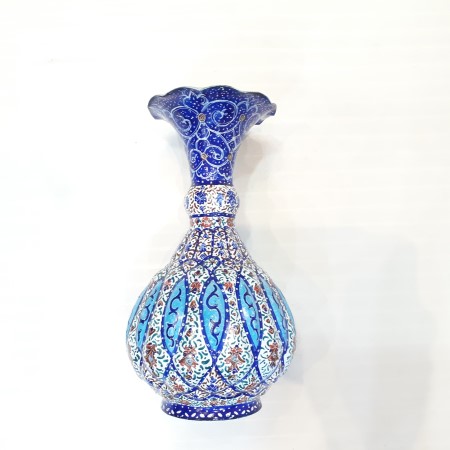 گلدان میناکاری شلغمی 16 سانتی - enamel flower pot