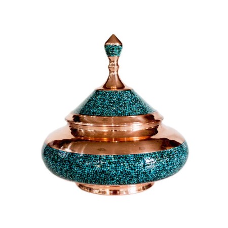 turquoise sugar bowl - قندان سفینه فیروزه کوب سایز کوچک