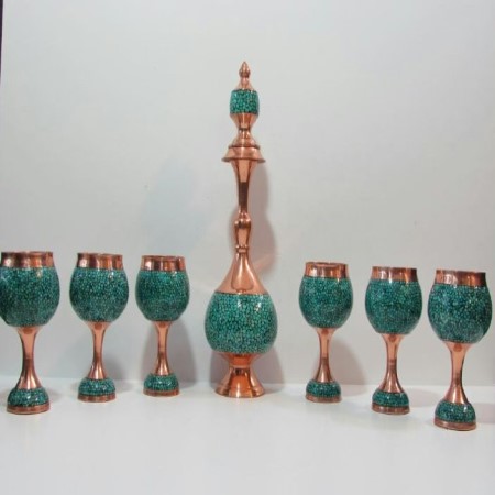 turquoise decanter - تنگ و جام فیروزه کوب کد2